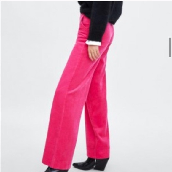 Zara L Fuchsia Corduroy High Rise Pant NWT - Picture 8 of 15